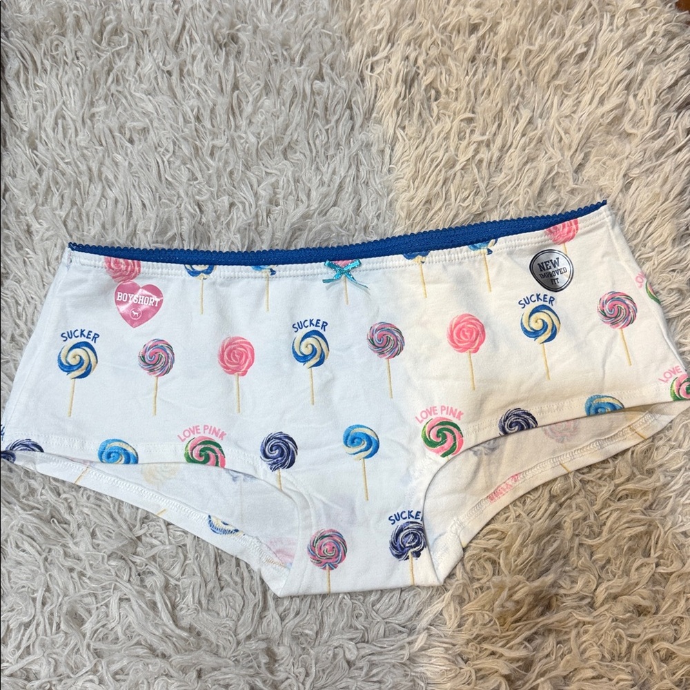NWT VTG VS PINK Collection Lolipop LOVE PINK SUCKER ELR Boyshort Panties XS